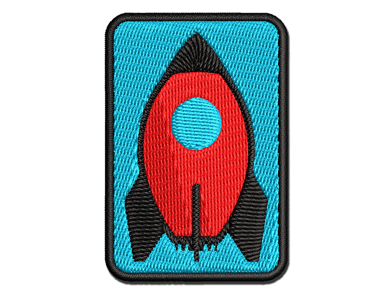 Rocket Space Ship Multi-Color Embroidered Iron-On or Hook & Loop Patch Applique