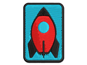 Rocket Space Ship Multi-Color Embroidered Iron-On or Hook & Loop Patch Applique