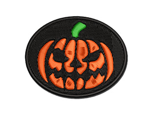 Spooky Halloween Jack o Lantern Pumpkin Multi-Color Embroidered Iron-On or Hook & Loop Patch Applique