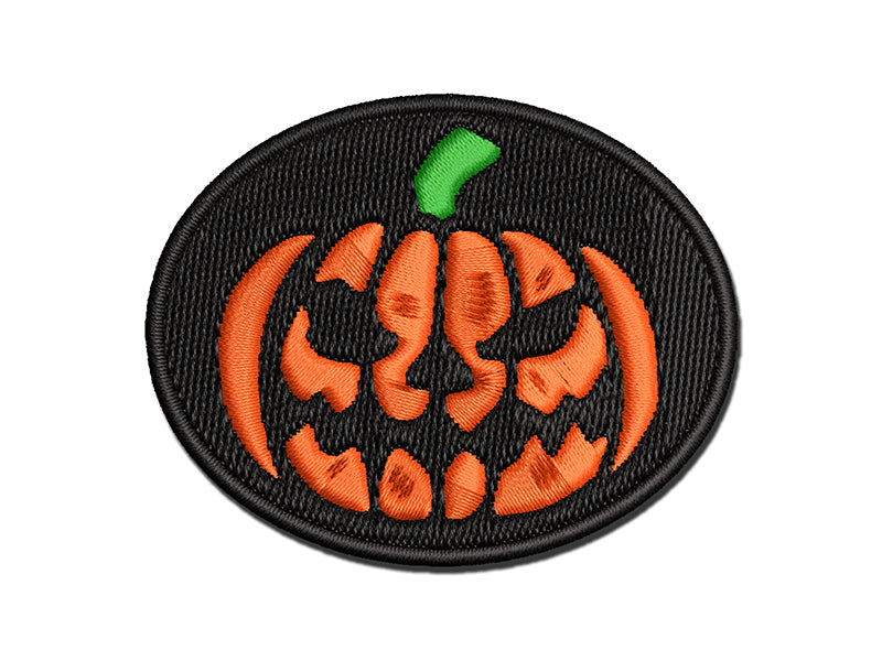 Spooky Halloween Jack o Lantern Pumpkin Multi-Color Embroidered Iron-On or Hook & Loop Patch Applique