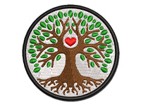 Tree of Life with Heart in Branches Multi-Color Embroidered Iron-On or Hook & Loop Patch Applique