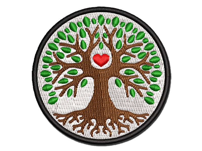 Tree of Life with Heart in Branches Multi-Color Embroidered Iron-On or Hook & Loop Patch Applique