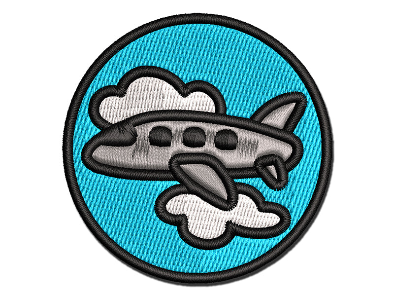 Airplane Flying Through Clouds Travel Trip Multi-Color Embroidered Iron-On or Hook & Loop Patch Applique