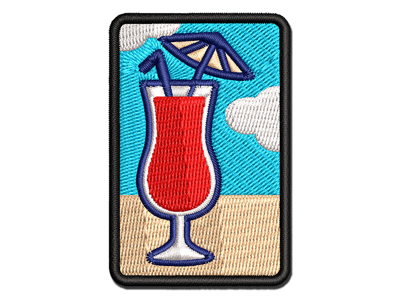 Daiquiri Cocktail Umbrella Drink Multi-Color Embroidered Iron-On or Hook & Loop Patch Applique