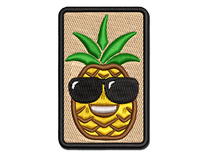 Pineapple with Sunglasses Multi-Color Embroidered Iron-On or Hook & Loop Patch Applique