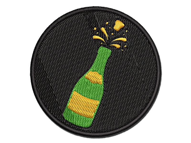 Popping Champagne Bottle Celebrate Celebration Multi-Color Embroidered Iron-On or Hook & Loop Patch Applique