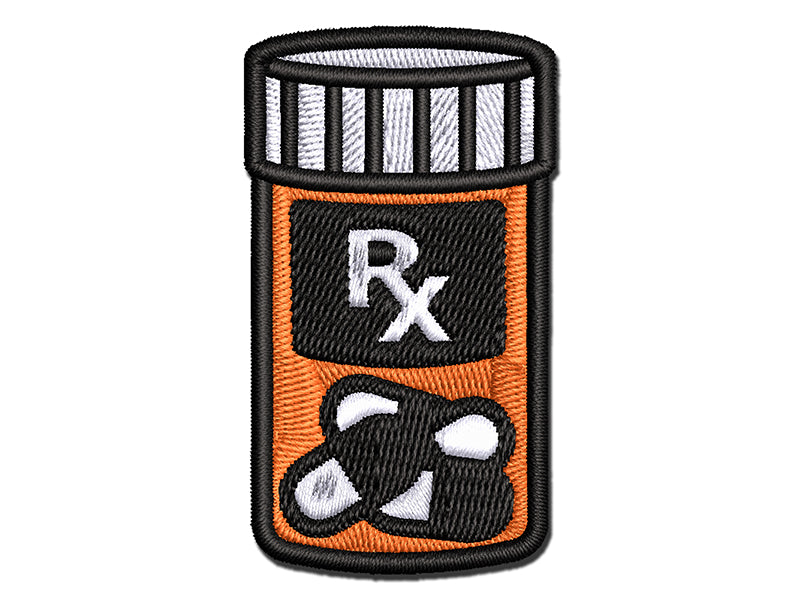 Prescription Pill Bottle Medicine Multi-Color Embroidered Iron-On or Hook & Loop Patch Applique