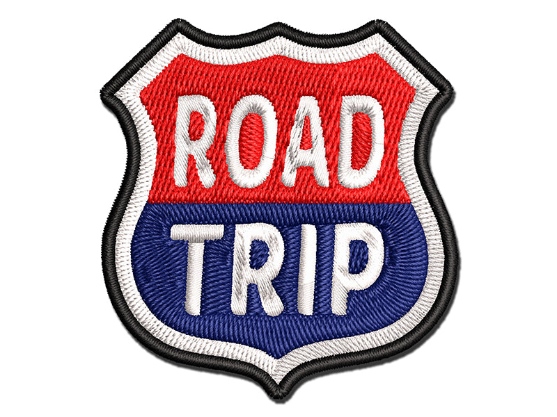 Road Trip Route Sign Travel Multi-Color Embroidered Iron-On or Hook & Loop Patch Applique