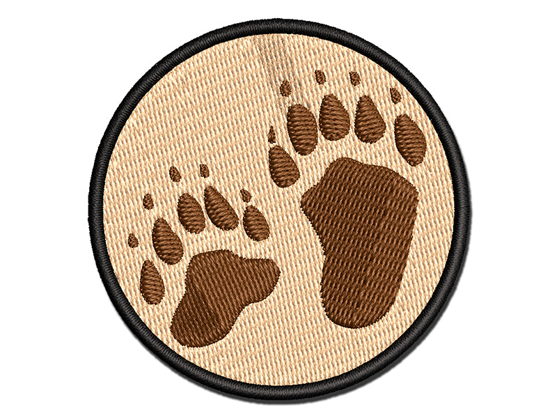 Bear Tracks Animal Paw Prints Multi-Color Embroidered Iron-On or Hook & Loop Patch Applique
