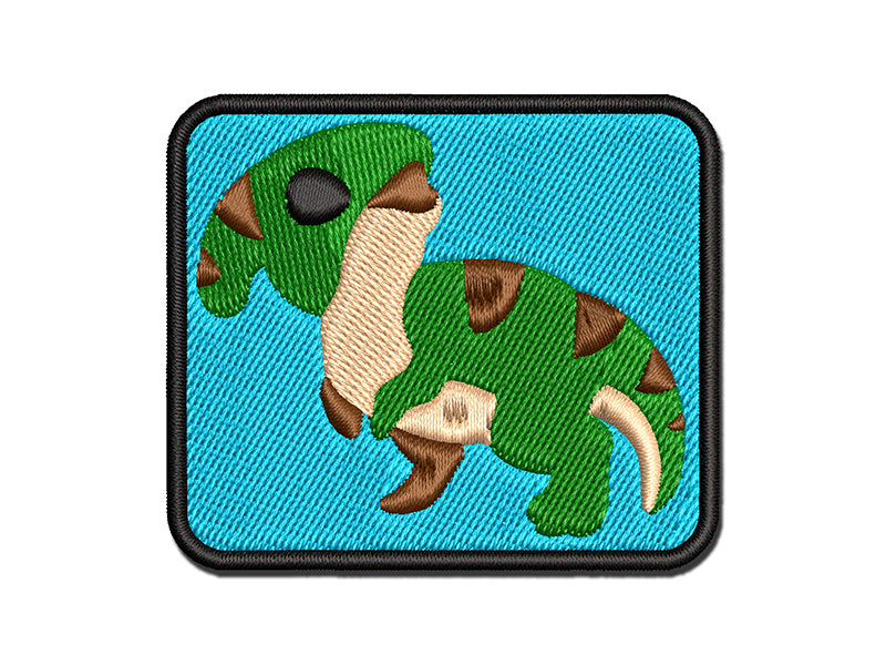 Chibi Parasaurolophus Dinosaur Multi-Color Embroidered Iron-On or Hook & Loop Patch Applique