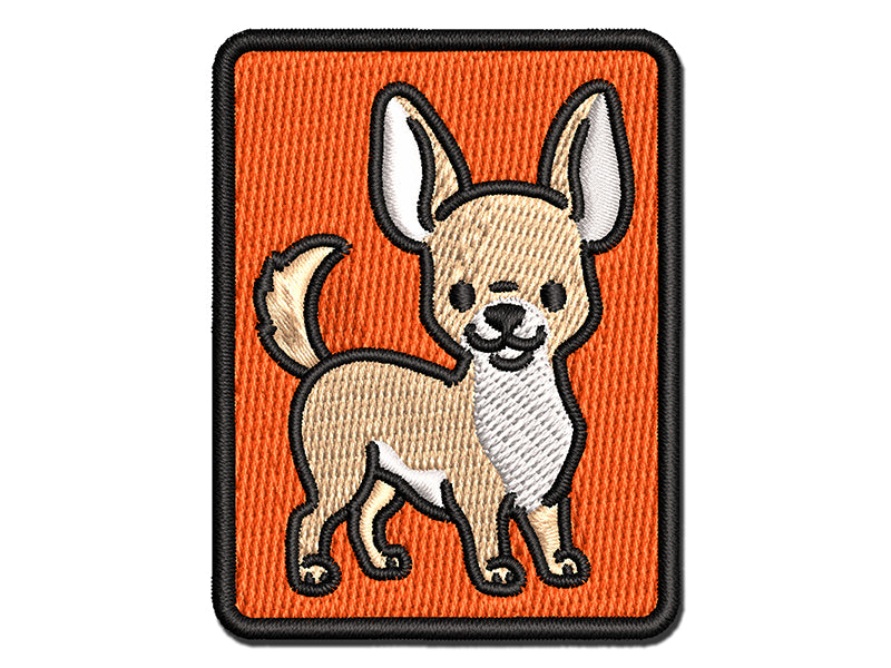 Chihuahua Standing Dog Multi-Color Embroidered Iron-On or Hook & Loop Patch Applique