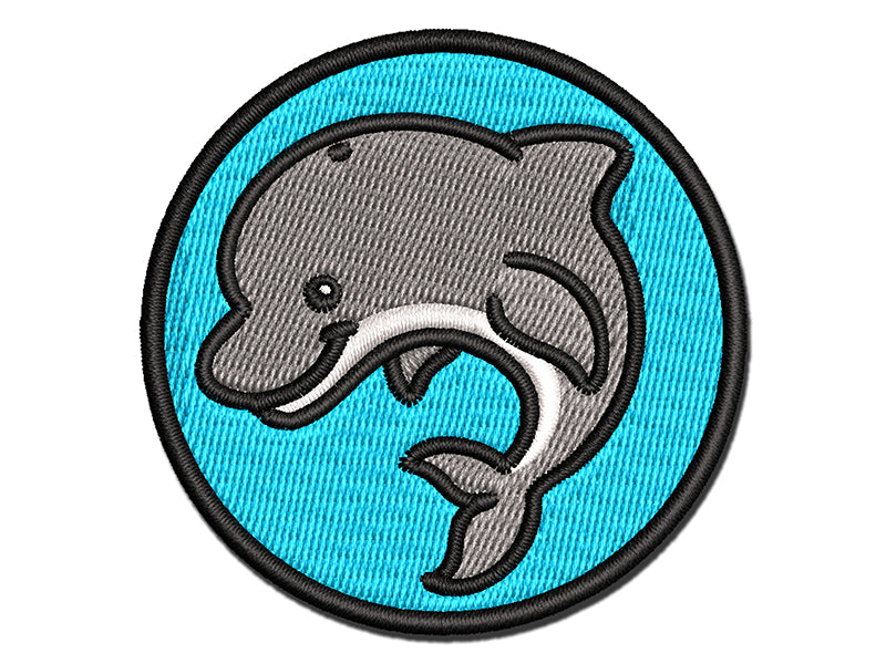 Debonair Jumping Dolphin Multi-Color Embroidered Iron-On or Hook & Loop Patch Applique