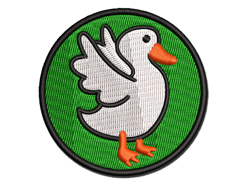 Delightful Duck Flapping Wings Multi-Color Embroidered Iron-On or Hook & Loop Patch Applique