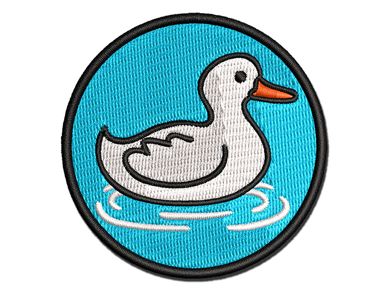 Delightful Duck Swimming on Water Multi-Color Embroidered Iron-On or Hook & Loop Patch Applique