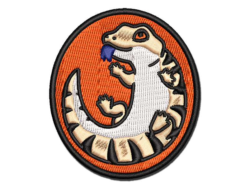 Fat Cute Blue Tongued Skink Lizard Reptile Multi-Color Embroidered Iron-On or Hook & Loop Patch Applique