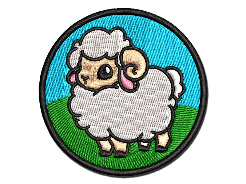 Fluffy Ram Cute Multi-Color Embroidered Iron-On or Hook & Loop Patch Applique