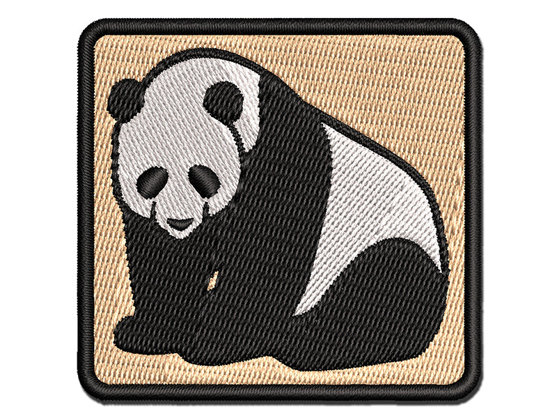 Cute Giant Panda Bear Sitting Multi-Color Embroidered Iron-On or Hook & Loop Patch Applique