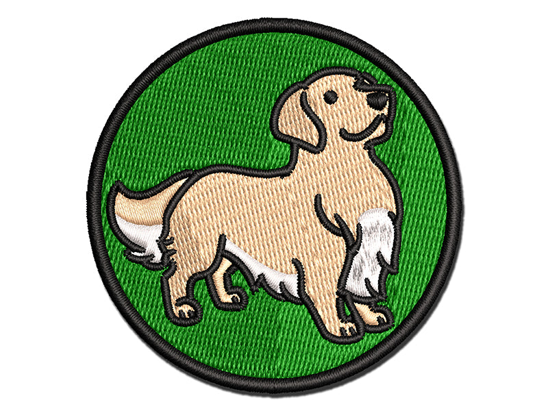 Golden Retriever Standing Dog Multi-Color Embroidered Iron-On or Hook & Loop Patch Applique