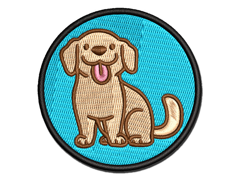Labrador Retriever Sitting with Tongue Out Dog Multi-Color Embroidered Iron-On or Hook & Loop Patch Applique