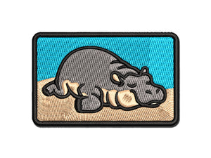 Lazy Hippo Hippopotamus Cute Multi-Color Embroidered Iron-On or Hook & Loop Patch Applique