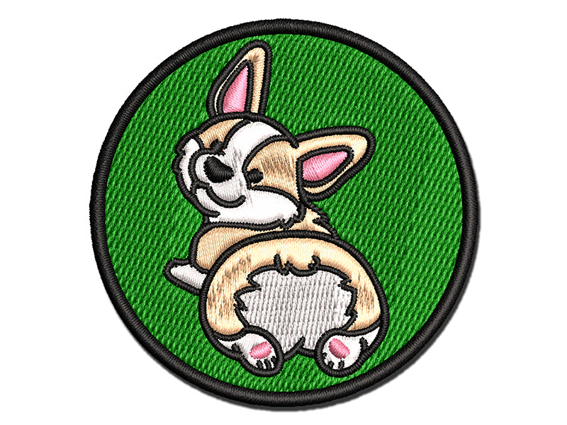 Pembroke Welsh Corgi from Behind Butt Dog Multi-Color Embroidered Iron-On or Hook & Loop Patch Applique