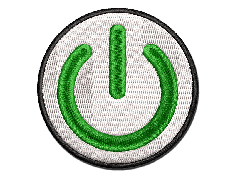 Power Button Symbol On Off Multi-Color Embroidered Iron-On or Hook & Loop Patch Applique