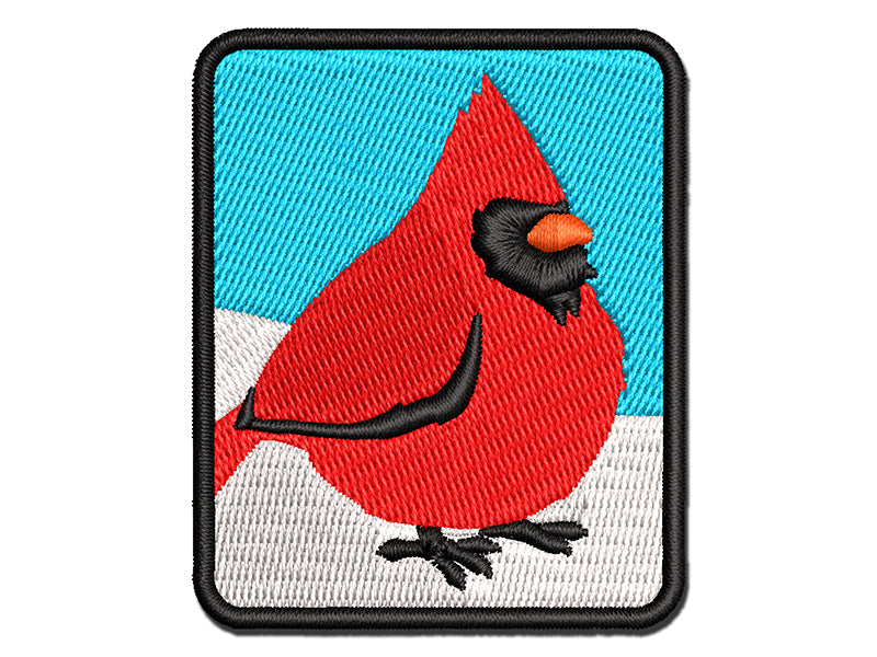 Puffy Cardinal Bird Multi-Color Embroidered Iron-On or Hook & Loop Patch Applique