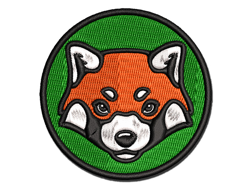 Red Panda Face Multi-Color Embroidered Iron-On or Hook & Loop Patch Applique