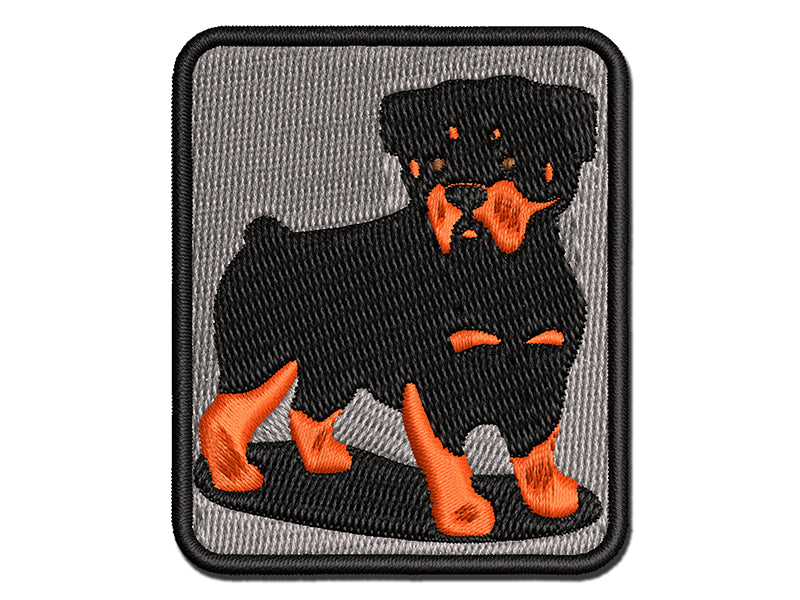 Rottweiler Rottie Standing Dog Multi-Color Embroidered Iron-On or Hook & Loop Patch Applique