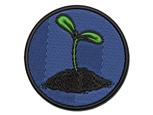 Seed Sprouting from Dirt Multi-Color Embroidered Iron-On or Hook & Loop Patch Applique