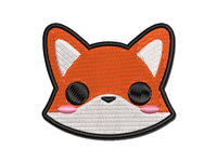 Charming Kawaii Chibi Fox Face Blushing Cheeks Multi-Color Embroidered Iron-On or Hook & Loop Patch Applique