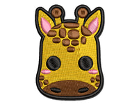 Charming Kawaii Chibi Giraffe Face Blushing Cheeks Multi-Color Embroidered Iron-On or Hook & Loop Patch Applique