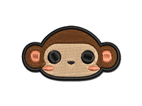 Charming Kawaii Chibi Monkey Face Blushing Cheeks Multi-Color Embroidered Iron-On or Hook & Loop Patch Applique