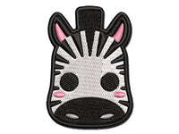 Charming Kawaii Chibi Zebra Face Blushing Cheeks Multi-Color Embroidered Iron-On or Hook & Loop Patch Applique