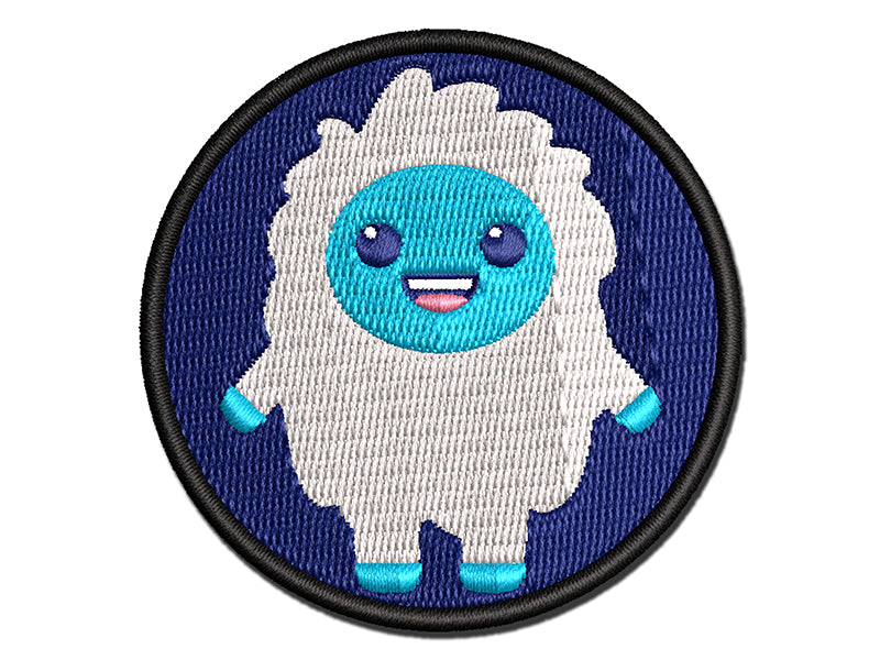 Excited Happy Kawaii Chibi Yeti Multi-Color Embroidered Iron-On or Hook & Loop Patch Applique