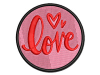 Handwritten Love Script with Hearts Multi-Color Embroidered Iron-On or Hook & Loop Patch Applique