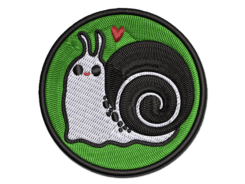 Happy Slow Kawaii Chibi Snail Multi-Color Embroidered Iron-On or Hook & Loop Patch Applique