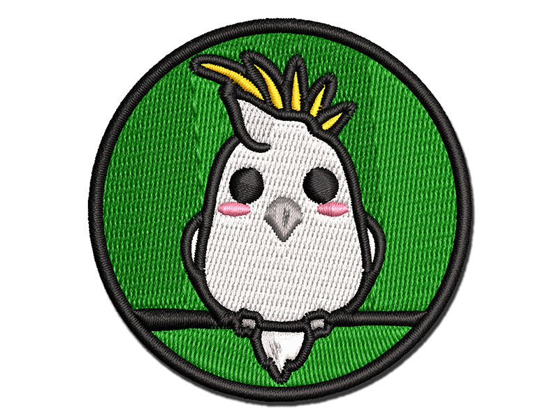 Precious Kawaii Chibi Sulphur-Crested Cockatoo Multi-Color Embroidered Iron-On or Hook & Loop Patch Applique