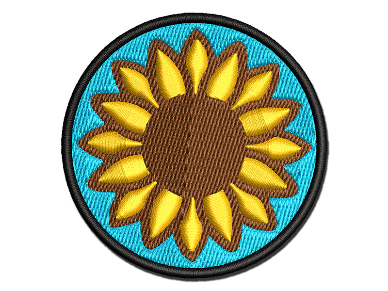 Summer Sunflower Multi-Color Embroidered Iron-On or Hook & Loop Patch Applique