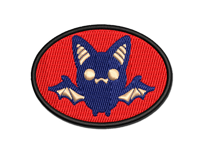 Sweet Kawaii Chibi Bat Flying Cat Halloween Multi-Color Embroidered Iron-On or Hook & Loop Patch Applique