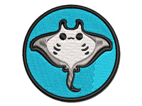 Sweet Kawaii Chibi Manta Ray Multi-Color Embroidered Iron-On or Hook & Loop Patch Applique