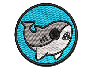 Sweet Kawaii Chibi Shark Multi-Color Embroidered Iron-On or Hook & Loop Patch Applique