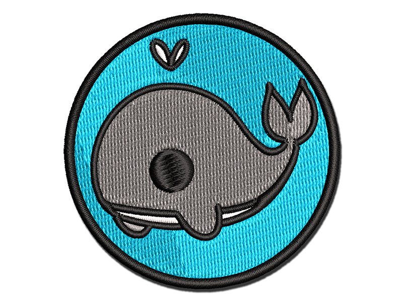 Sweet Kawaii Chibi Whale Multi-Color Embroidered Iron-On or Hook & Loop Patch Applique