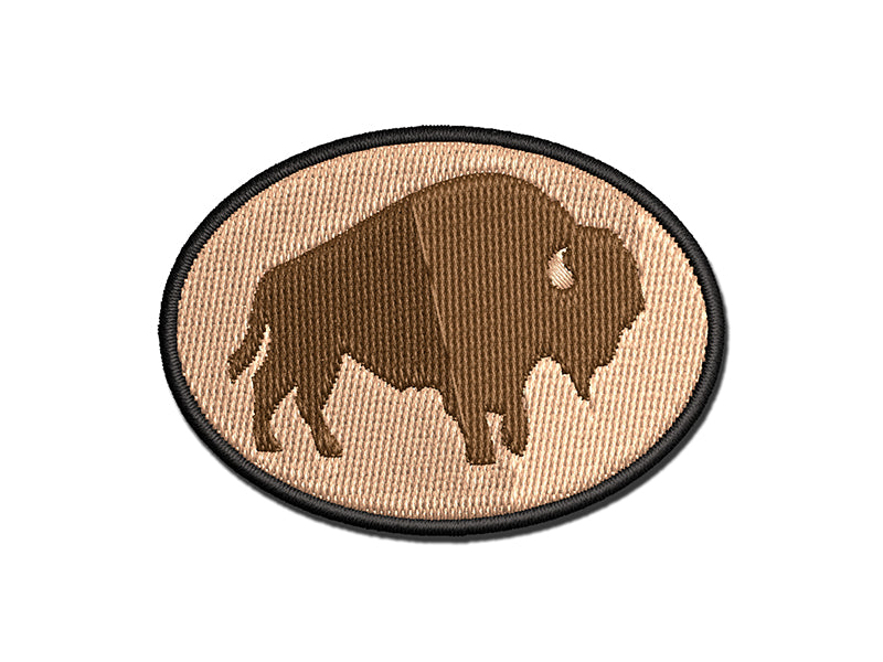 American Bison Buffalo Silhouette Multi-Color Embroidered Iron-On or Hook & Loop Patch Applique