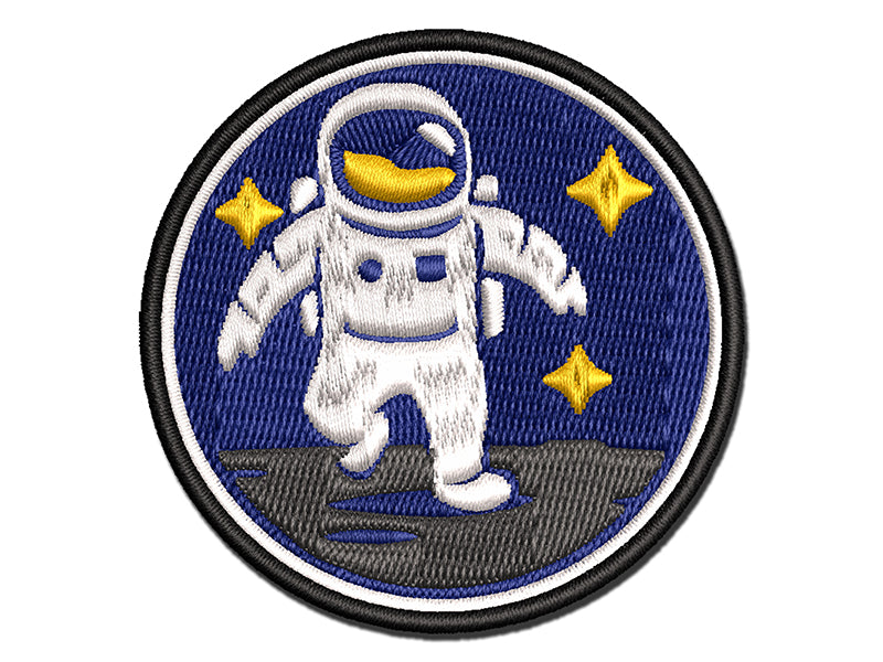 Astronaut In Space on the Moon Multi-Color Embroidered Iron-On or Hook & Loop Patch Applique