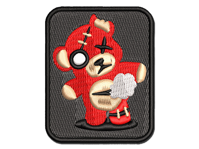 Creepy Spooky Stitched Teddy Bear Horror Multi-Color Embroidered Iron-On or Hook & Loop Patch Applique