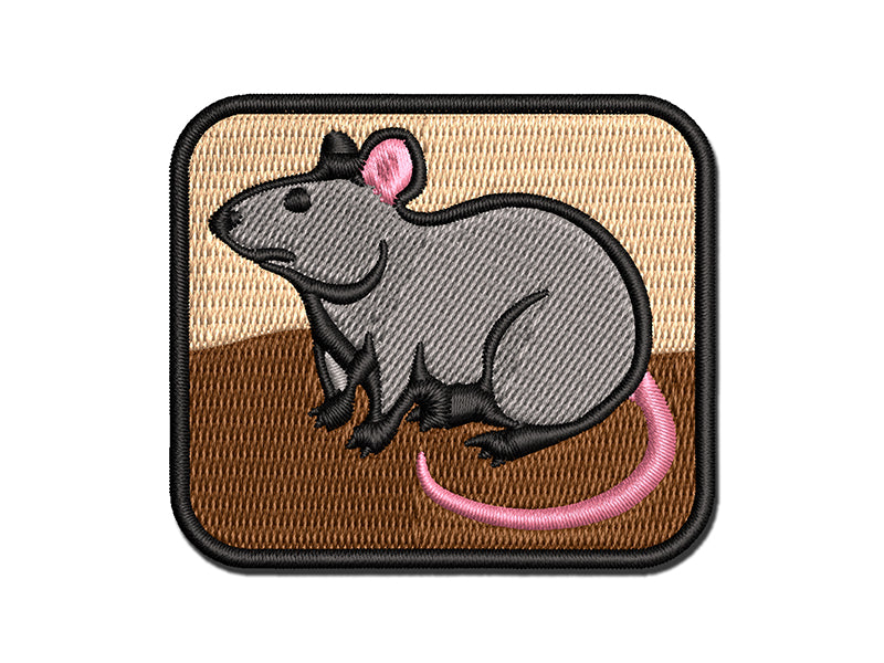 Curious Rat Rodent Multi-Color Embroidered Iron-On or Hook & Loop Patch Applique