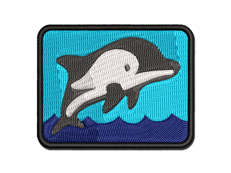 Cute Chibi Striped Dolphin Multi-Color Embroidered Iron-On or Hook & Loop Patch Applique