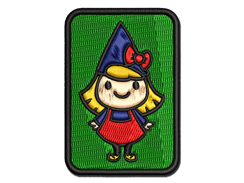 Cute Little Lady Gnome Multi-Color Embroidered Iron-On or Hook & Loop Patch Applique