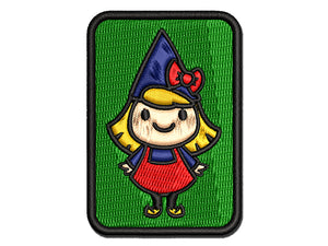 Cute Little Lady Gnome Multi-Color Embroidered Iron-On or Hook & Loop Patch Applique